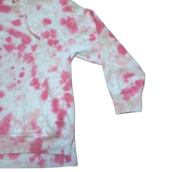 PINK VICTORIA’S SECRET PINK WHITE TYE DYE DRAWSTRING HOODIE SWEATER, SIZE S - Picture 3 of 5